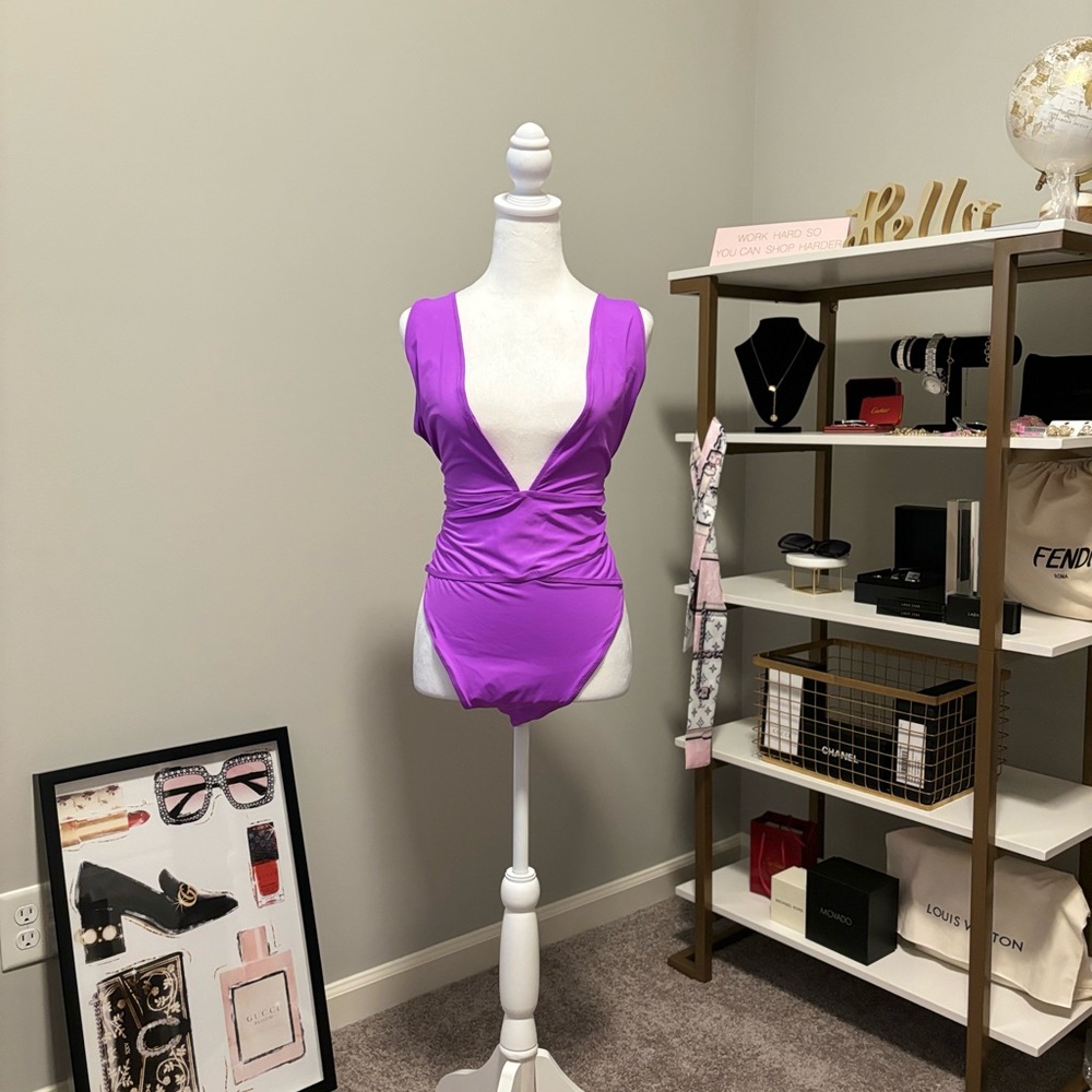 SKIMS Deep V One Piece Swimsuit Vibrant Purple 4X NWT Style No Tags - Picture 7 of 7